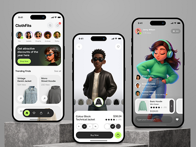 ClothFits - Thrift shop E-commerce Mobile App app b2b broadcast buy clean clothes design e commerce fashion livestream market marketplace modern online shop shop app showcase ui uiux ux