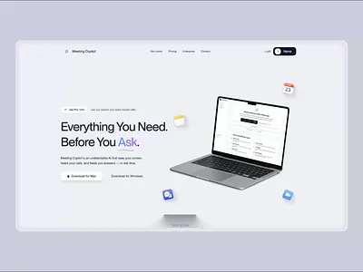 Meeting Copilot - AI Meeting Assistant aiinproductivity branding figmadesign meetingassistant techproduct uidesign uiux