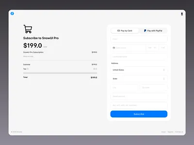 Checkout by credit card - SnowUI dashboard ui kit ui design