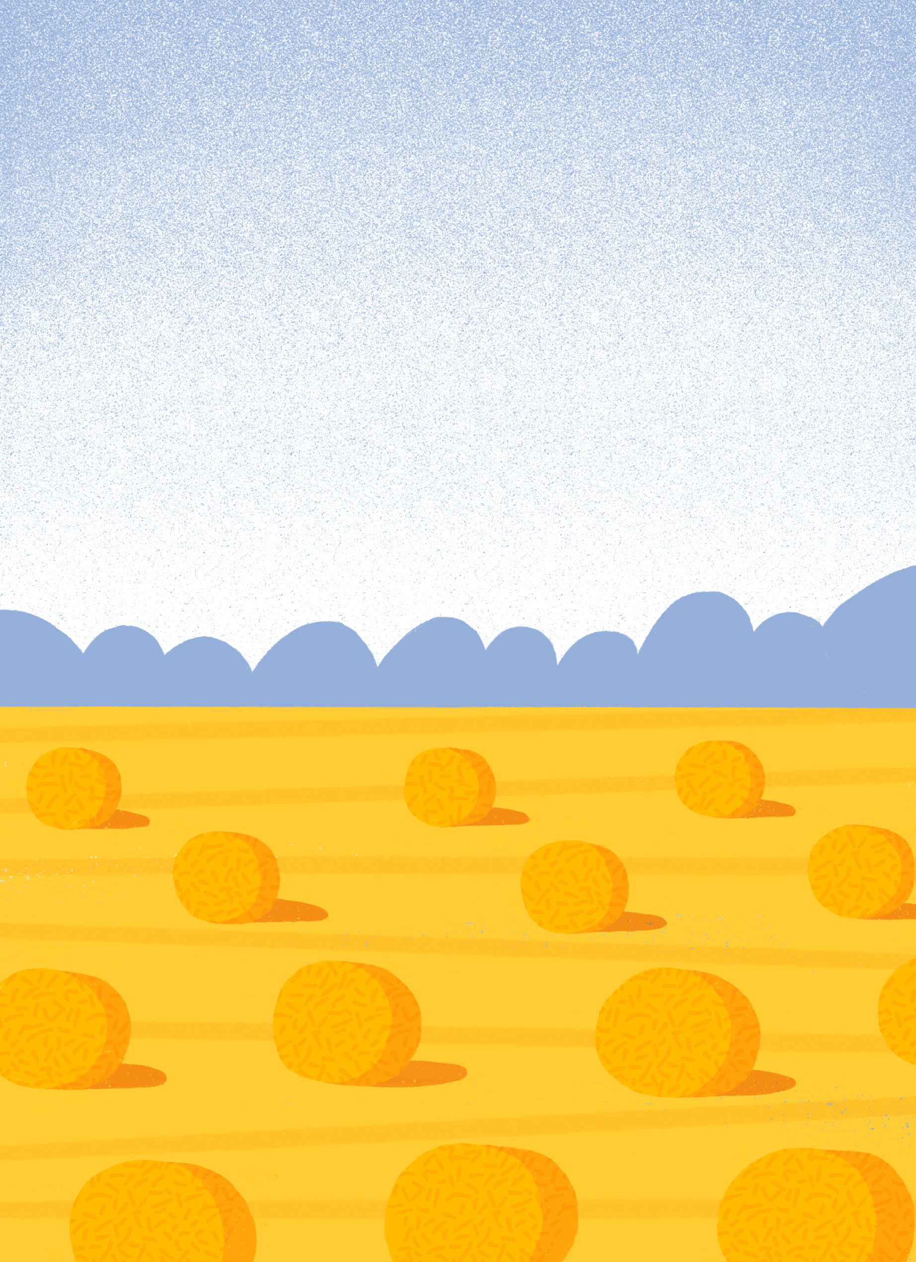 Calm and Warm field hay illustration landscape pattern procreate rye sheaves summer sunset texture