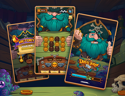Davy Jones' Flip: Coin Flip mobile game action games casino app casino game casual game coin flip gambling game ui indie games loading mini game mobile app mobile casino mobile game mobile interface online casino slot telegram game ui