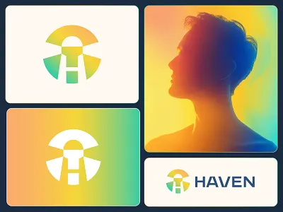 Haven Brand Identity abstract logo app logo brand idenity porject brand identity brand identity design branding emotional branding logo logo design mental health mental health branding mental wellness minimal logo modern branding modern logo negative space logo startup startup brand identity therapy wellness branding