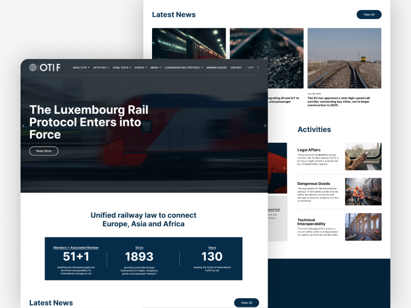 OTIF | Web Redesign for Multilingual Railway Law Site design development elementor landingpage ui uiux ux uxui uxuidesign web webdesign website wordpress