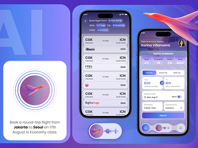 AI Flight Booking App Design ai assistance ai booking app ai flight app ai flight booking airline app animation creative ui digital product e tickets flight booking ui flight mobile app flight search app flight ticket booking flight tracker modern ui product design ticket booking application travel app travel booking app ui