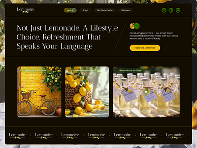 Home page for online store Lemmoire design landing page lemonade site ui uiux web design website