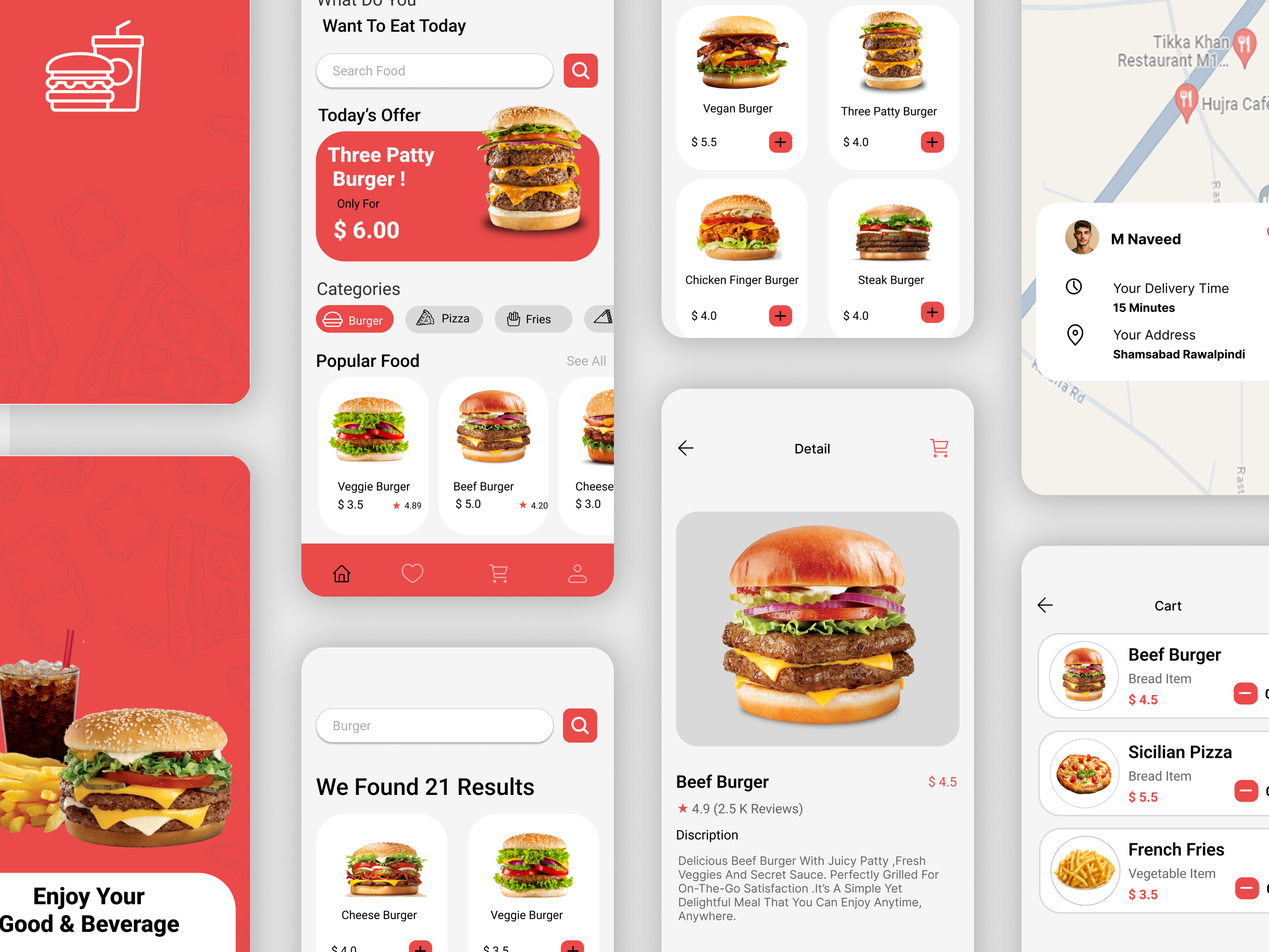Fast Food App UI Design burger app clean design fast app ui fast food app design figma design food app food delivery app minimal ui mobile app design product design ui ux ux ui design