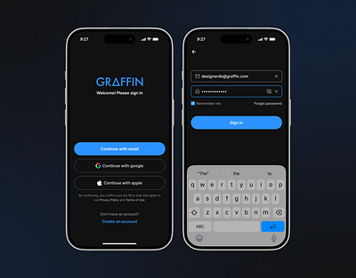 GRAFFIN - Sign-In UX/UI Template (Mobile & Tablet · Dark Ver.) design download input login oauth onboarding signin ui