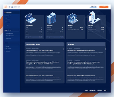 Redmond Dashboard 3d animation app branding design flat graphic design icon illustration illustrator logo minimal motion graphics typography ui ux vector web web design website