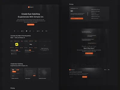Simply UI - Landing Page coding landing page component l courses landing page dark landing page educatiom landing page landing page library orange dark landing page simply ui