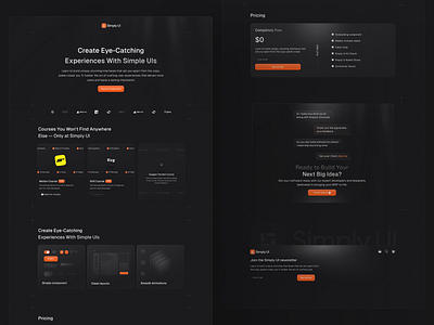 Simply UI - Landing Page coding landing page component l courses landing page dark landing page educatiom landing page landing page library orange dark landing page simply ui