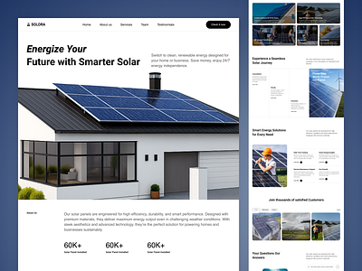 Solar Landing Page Design Crafted for Sustainable Energy animation branding clean design design services framer green energy illustration landing page landing page design shopify solor power sustainable energy swan design agency ui ui design ui inspiration ui ux ux design website design
