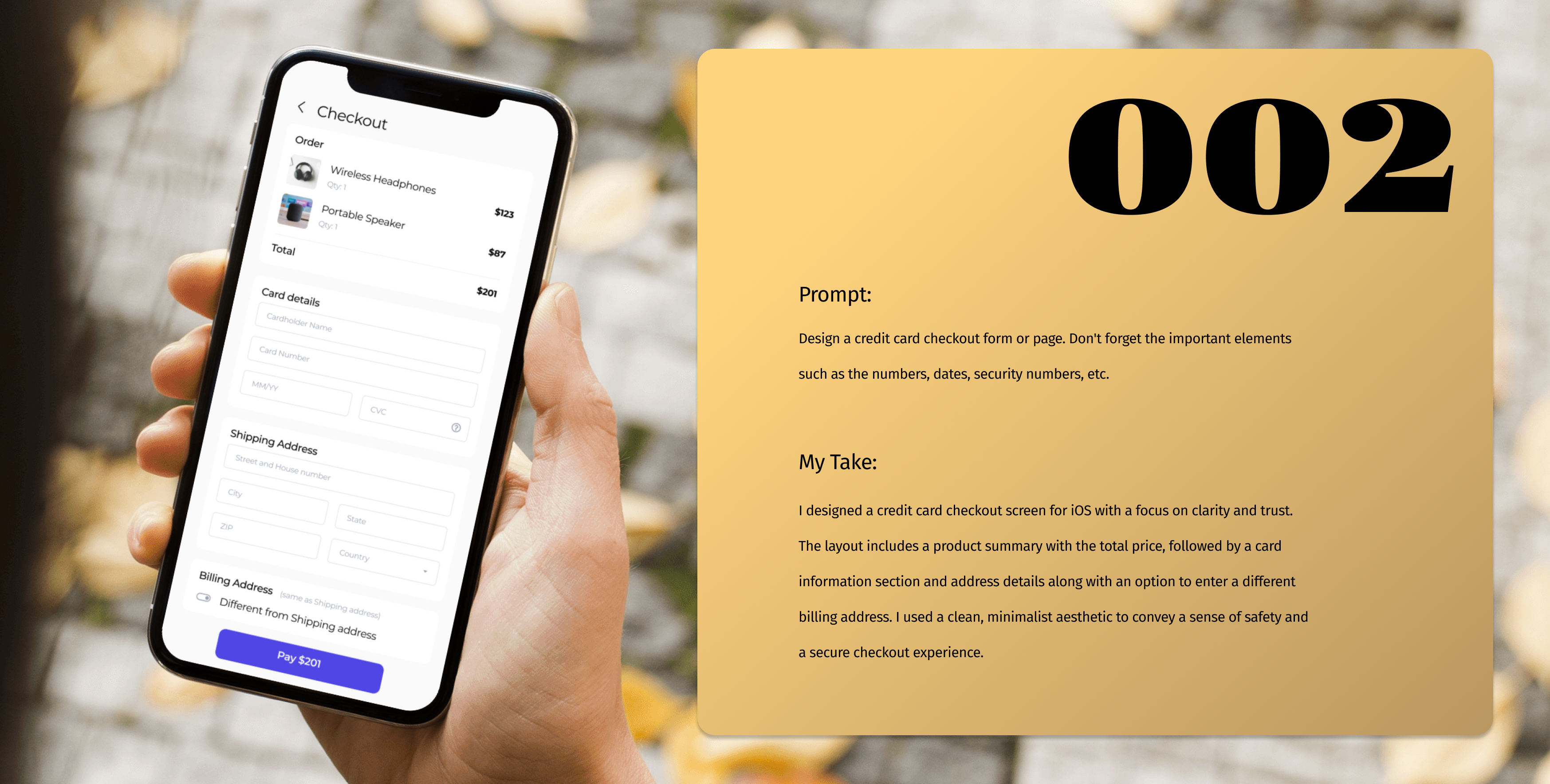 #002 - Credit Card Checkout checkout dailyui ios mobile ui ux