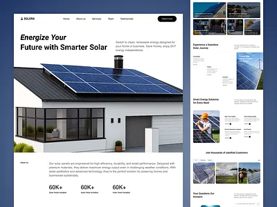 Solar Landing Page Design app application design branding clean clean ui dark ui design design services figma framer illustration landing page design logo solar ui ui inspiration uidesign uiux ux design website design