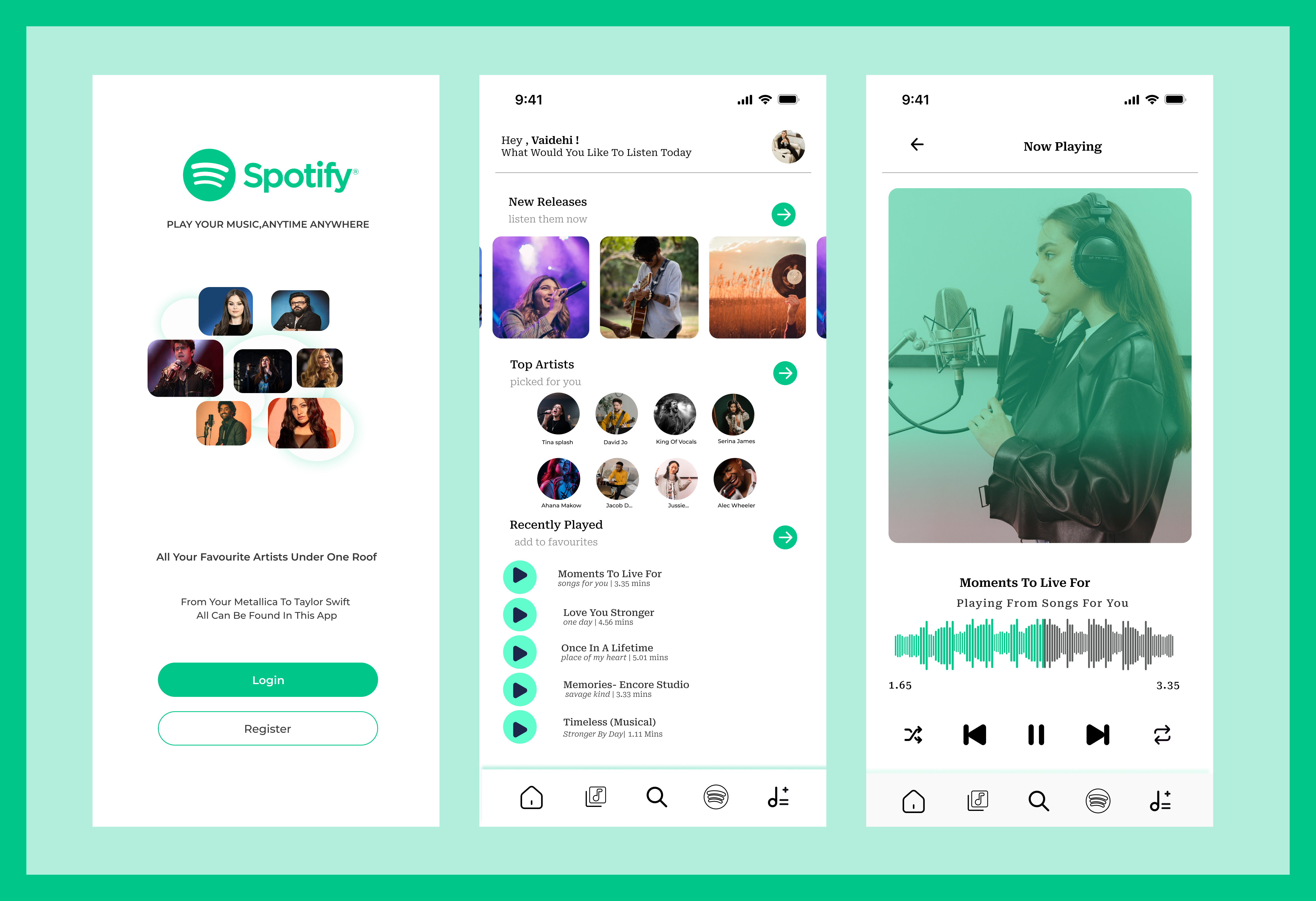 Spotify Inspired Design design illustration typography ui