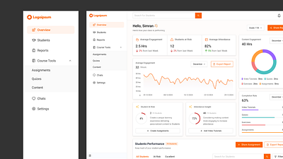 EdTech Dashboard UI – Student & Instructor Views ant design system dashboard design system edtech elearning figma productdesign userinterface uxpatterns