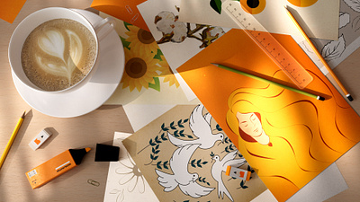 "Morning coffee" Her 3d 3d art after effects c4d cinema4d coffee design graphic design illustration light modeling motion design motion graphics still life stylized texture