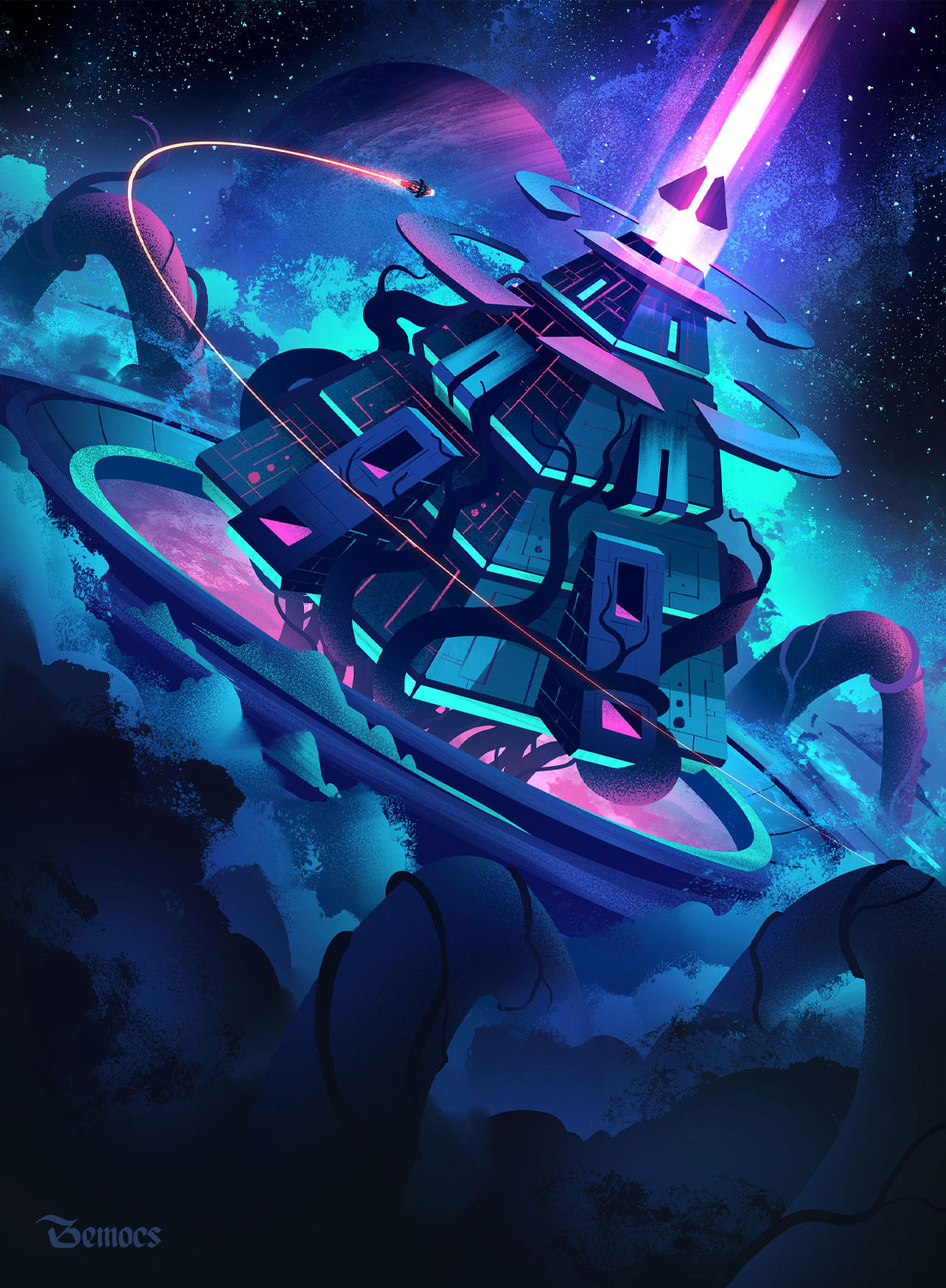 Eldrazi Temple board games concept art game art outdoors retro scifi space space fantasy vintage