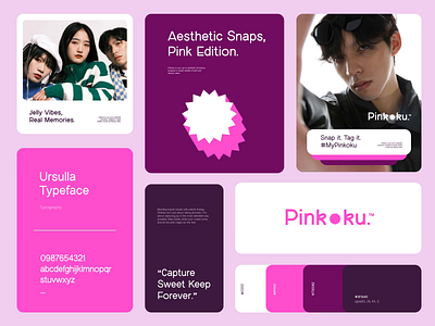 Pinkoku - Cute Photobox : Visual Identity beauty branding bento grid blush pink brand identity branding dreamy design girly instagram instagrammable kawaii aesthetic logo design minimal feminine modern pastel color photo photobooth branding photobox pink pink vibes y2k