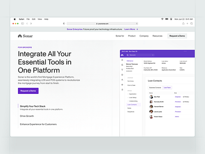 Sonar - For Brokers hero image best web design dashboard design hero hero image image modern website motion graphics ui ui ux ux webdesign website ui