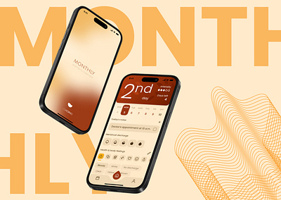 Monthly: Cycle Planner App | UX/UI Design calendar for women gradient graphic design home screen light theme loading page minimalistic mobile app mobile app design planner prototype tracker ui uxui uxui design wireframe women
