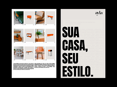 Home Decor Brand Brochure ayla bold brand branidng catalog design decor design editorial design furniture home decor interior design layout design minimalist minimalist design poster product design product showcase simple