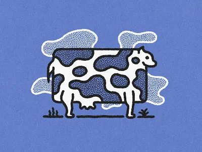 le bovairre bovine chill clouds content country cow dots farm life minimal pasture plain relax simple