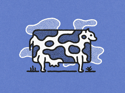 le bovairre bovine chill clouds content country cow dots farm life minimal pasture plain relax simple