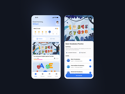 English Learning App app creative english graphic design learn learning app mobile ui uiux