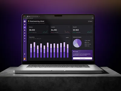 Finance Dashboard | Dark Mode aianalytics b2bproduct businessanalytics cleaninterface darkmodeui darkthemedesign dashboarddesign datavisualization elegantui expensetracking financedashboard financewebapp finoraapp fintechdesign modernux nightui revenuedashboard saasui smallbusinesstools smartfinance