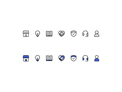 Grey and Blue icons blue book design grey handshake headphones home icon icons illustration lightbulb minimal minimalism minimalist profile shield user vector