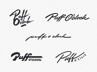 Puff O'clock _ logo exploration branding calligraphy charm custom easy flow fun hip hop identity lettering logo puff raw script signature slowdown street type urban vibes