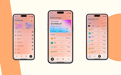 Modern Crypto Wallet UI with Soft Gradient & Liquid Glass cryptoapp liquid glass walletui