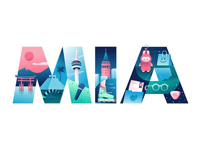 Mia 9th birthday birthday building canada flat illustration illustrator istanbul japan labubu mexico miguelcm postcard scene tokyo toronto