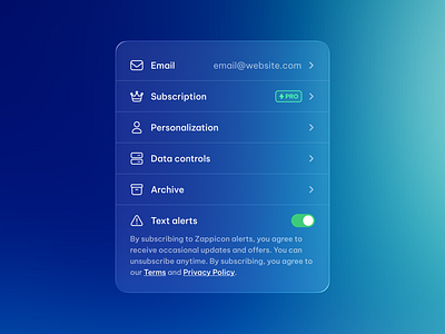 Clean Account Settings UI Design Liquid Glass liquidglassdesign