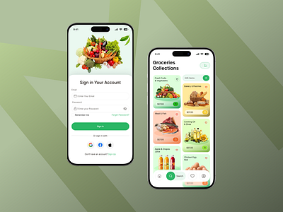 Grocery Mobile App UI UX animation appdesign appmockup appui clean design cleanui dailyessentials design e commerce figmadesign fooddelivery grocery app logo mobileapp onboardscreen search searchui user userexperience ux