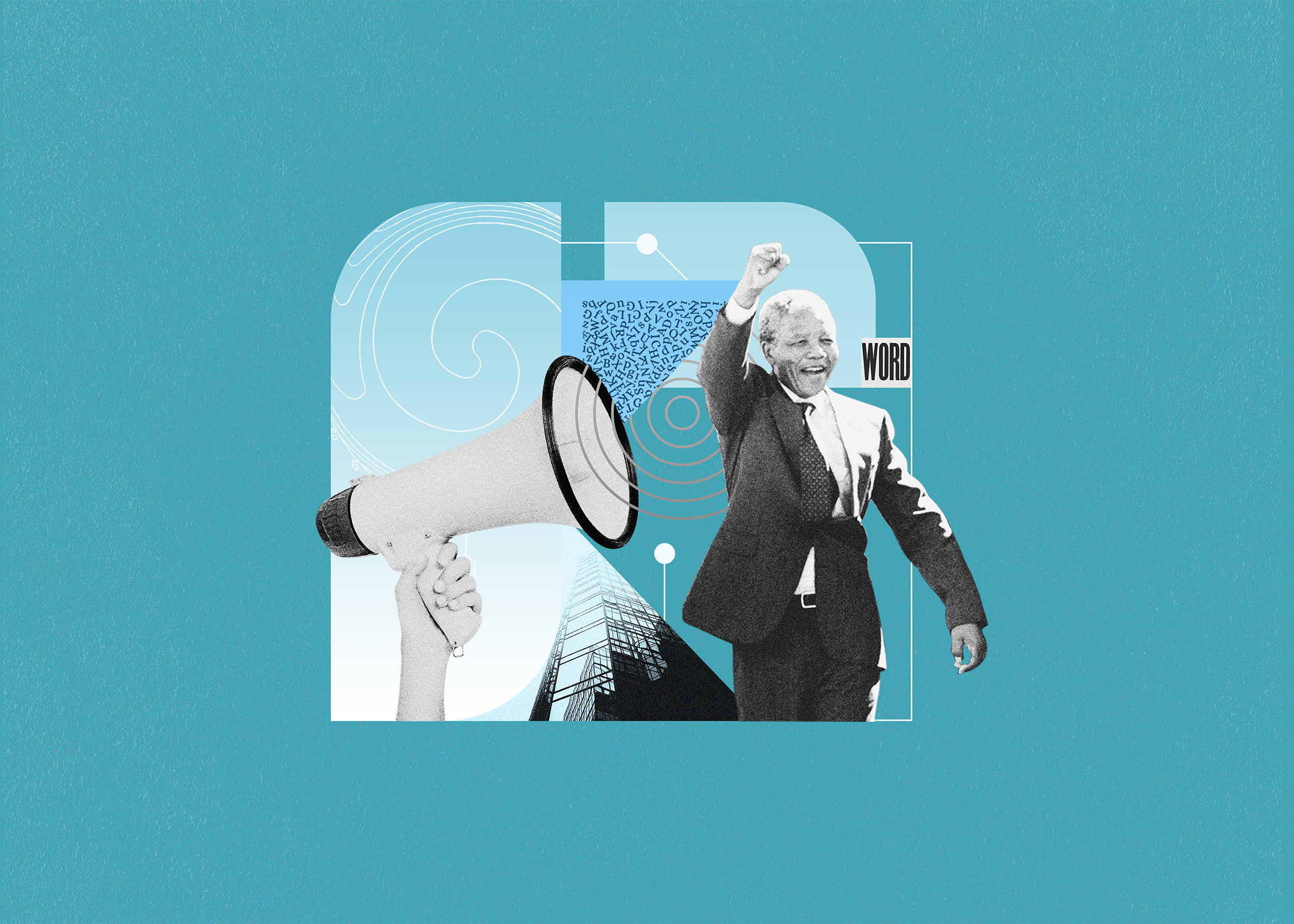 The Power of Words for Ethic africa apartheid collage colors design editorial editorial design graphic design illu illustration leader leadership mandela old photoshop poster power southafrica vintage words