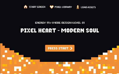 Day 58 - Pixel Heart – Modern Soul 8bitui animation designchallenge gamedesign graphic design microinteractions modernpixeldesign motion graphics pixelartstyle pixelui retroaesthetic startscreen ui uiexperiment