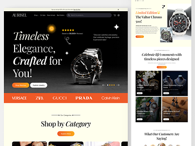 Watches & Jewelry E-commerce Homepage Design branding ecommerce ecommerce website graphic design homepage jewerly landing page landing pages ui uxui watches watches ecommerce page