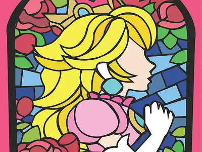 Stained Glass Peach art of the day branding collourful art colourfulart design daily design inspiration flat design gaming art graphic design home illustration design mockup princesspeach stained glass art user interface ux vector art videogaming art