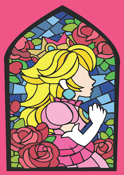 Stained Glass Peach art of the day branding collourful art colourfulart design daily design inspiration flat design gaming art graphic design home illustration design mockup princesspeach stained glass art user interface ux vector art videogaming art