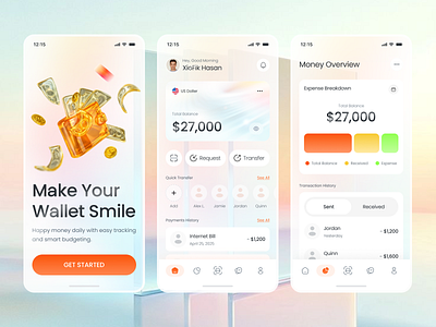 Mobile Banking App UI budgettracking case study financeappdesign fintech app fintechsolutions moneymanagementapp smartspendingtools ui ux design uxuidesignforfinance