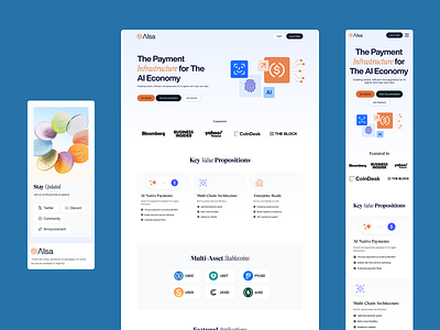 Smart UI for Smarter AI Payments – Landing Page ai ai fintech app ai fintech website ai landing page ai native payments ai payment landing page ai payment website ai website design clean crypto finance home page landing page landing page design minimal modern