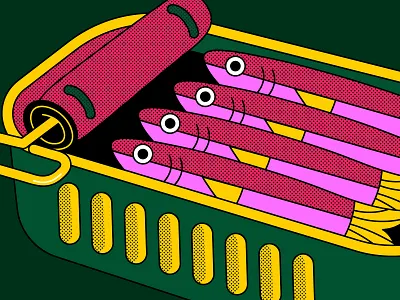 Unsplash | Close up 2d artwork colorful digital illustration freelance illustrator graphic design illustration illustrator isometric sardine sardines vector vector illustration