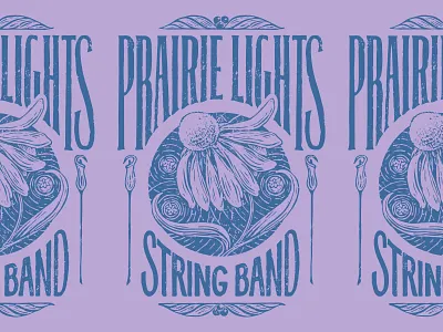 Prairie Lights Merch band botanical coneflower firefly flower illustration linocut music old time poster printmaking seed packet string band typography woodcut