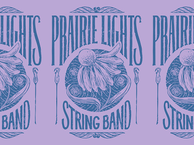 Prairie Lights Merch band botanical coneflower firefly flower illustration linocut music old time poster printmaking seed packet string band typography woodcut