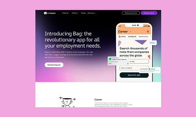 Mybaggage: B2B HR and Operations Landing Page Website Design. b2b website b2c app branding designthinking gradient website hr website hr website design pink website professional app website ui