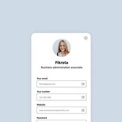 User profile form screen - Editing user informations. admin edit elegant form graphic design informations new profile screen ui user
