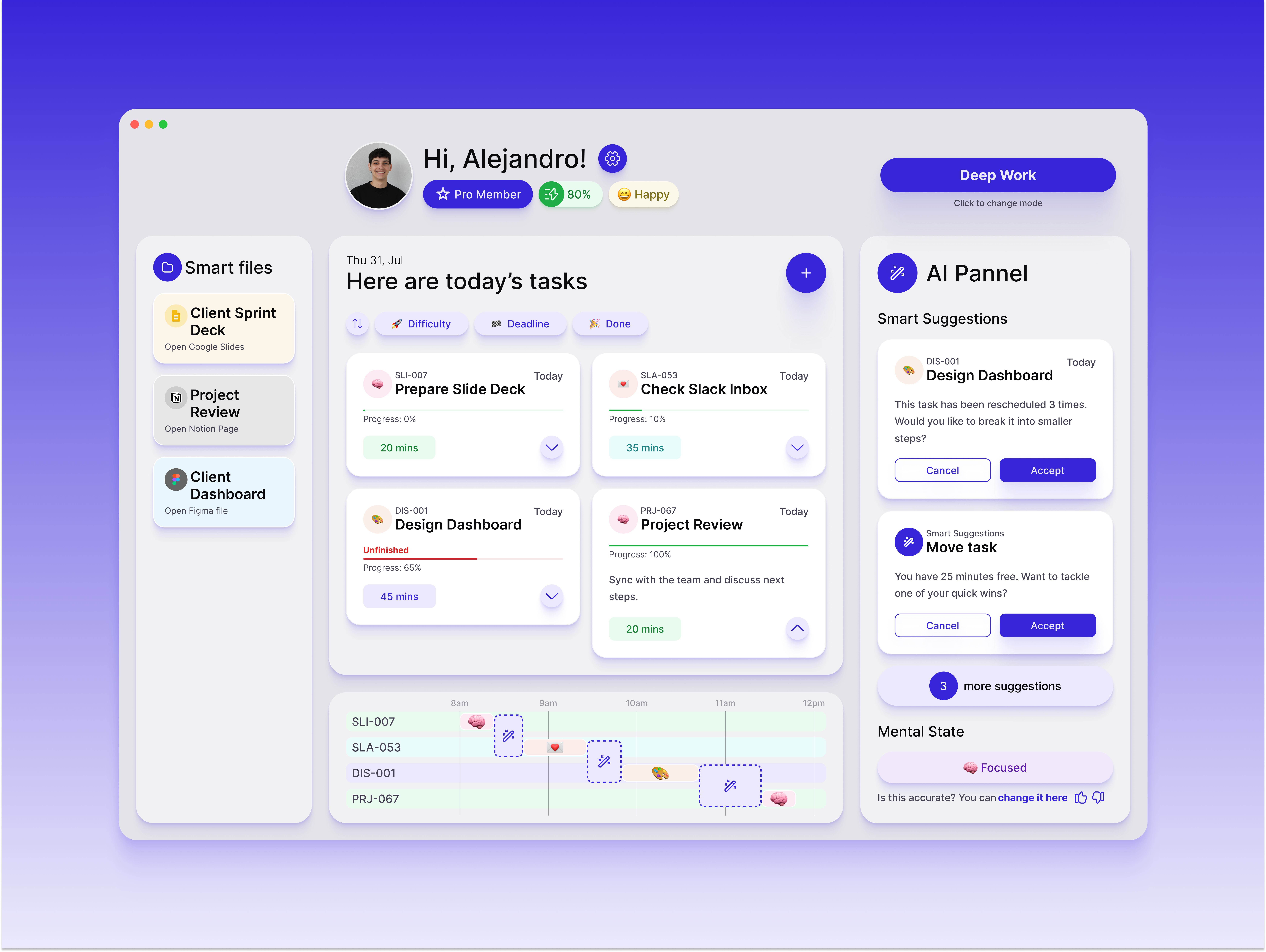 🪄 AI Productivity Agent for Effortless Focus ai ai beyond chatbots desktop interaction loka product design productivity tasks ui
