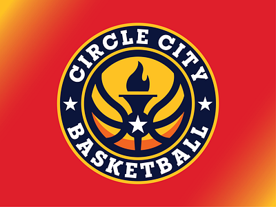 Circle City Basketball - Torch ball basketball basketball logo circle city illustration indianapolis indy logo red blue and yellow vector