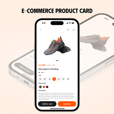 E-Commerce Product Shoe Detail Card 3d animation app branding card cards design graphic design illustration logo motion graphics product details ui ux